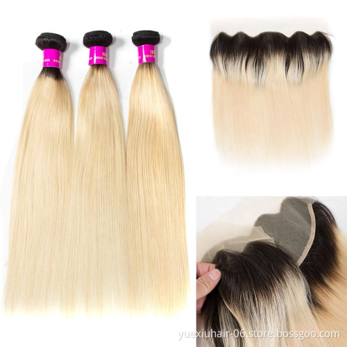 8A 10A Grade Cuticle Aligned 1B/613 Virgin Hair Blonde Straight Hair Bundles Mink Human Malaysian Hair